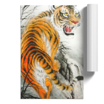 Oriental Tiger Painting - Frameless Print