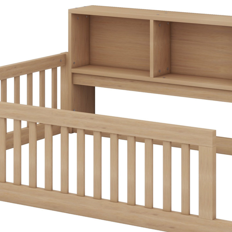 Floor Bed With Storage Cabinets And USB Ports, Brown