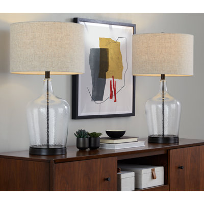 Botella 28" Glass Table Lamp with USB - Set of 2