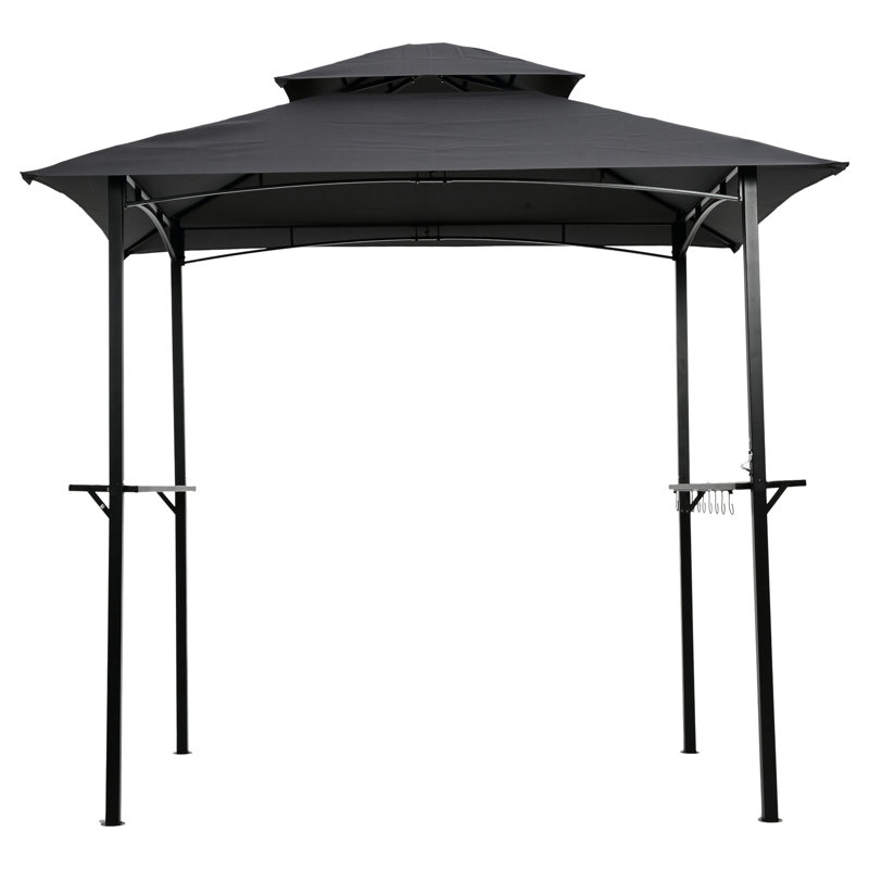Housse de remplacement pour pavillon de jardin 8 x 5 pi - Toit de tente de barbecue à deux niveaux bloquant le toit, imperméable, tissu protégé par un auvent gris, respirant, facile à assembler pour la plage