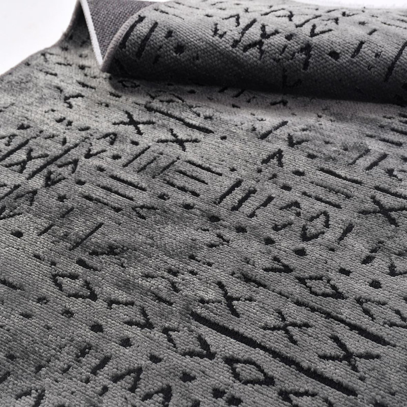 Modern/Abstract Gray Machine Washable Non-Slip Area Rug, Runner 3'3" x 8'3"