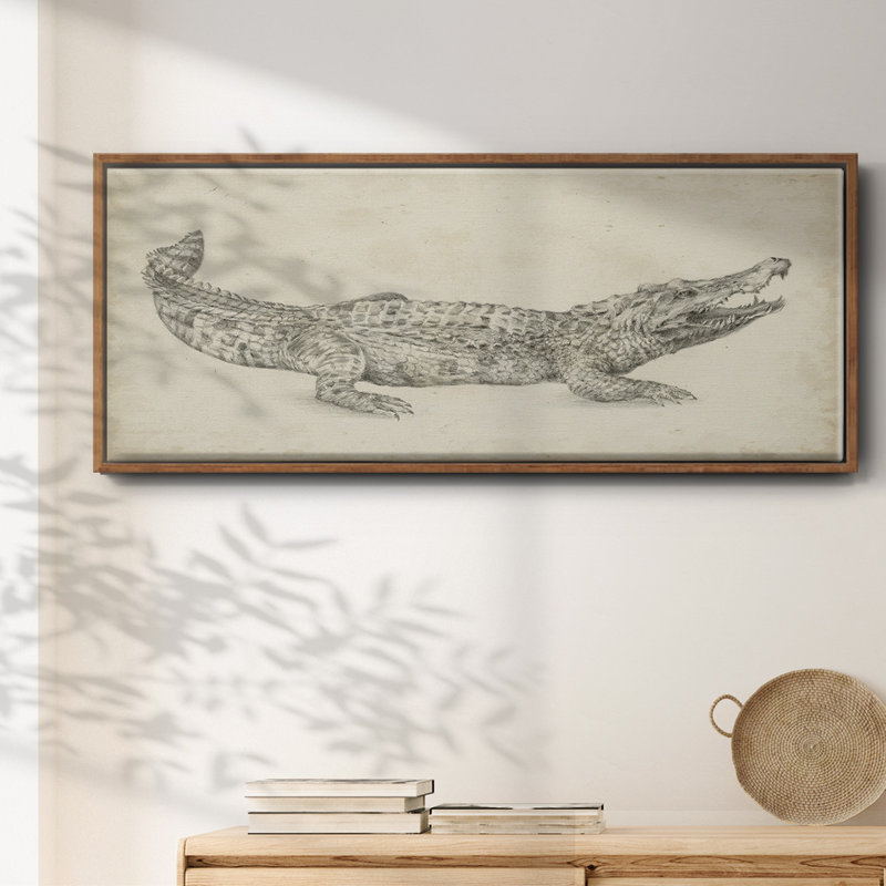 Croquis de crocodile - toile encadrée, H 24 po x l 60 po