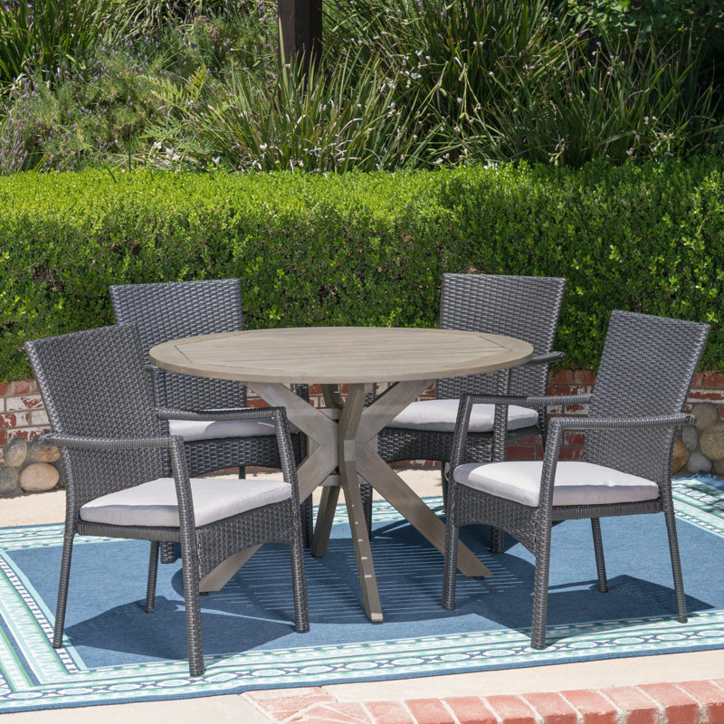 Ensemble repas 5 pièces avec coussins Towler, Gris