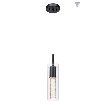 1 Light Mini Pendant Lights With Glass And Bubble Crystal, Modern Hanging With Led Bulb
