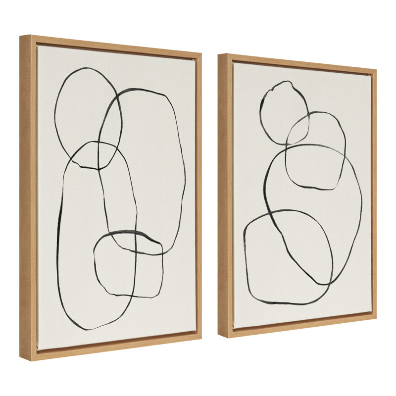 Ensemble d'art mural sur toile 871 cercles modernes et 869 Going in Circles par Teju Reval, Cadre naturel
