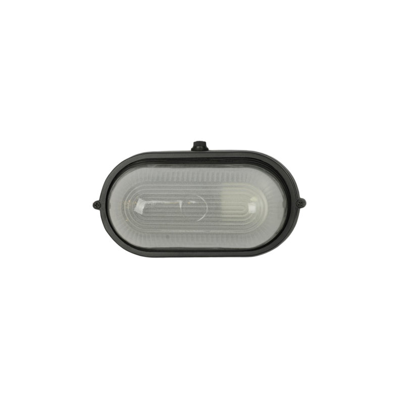 Bulkhead 8" Oval Open - Textured Black with Clear with Sandblasted Glass