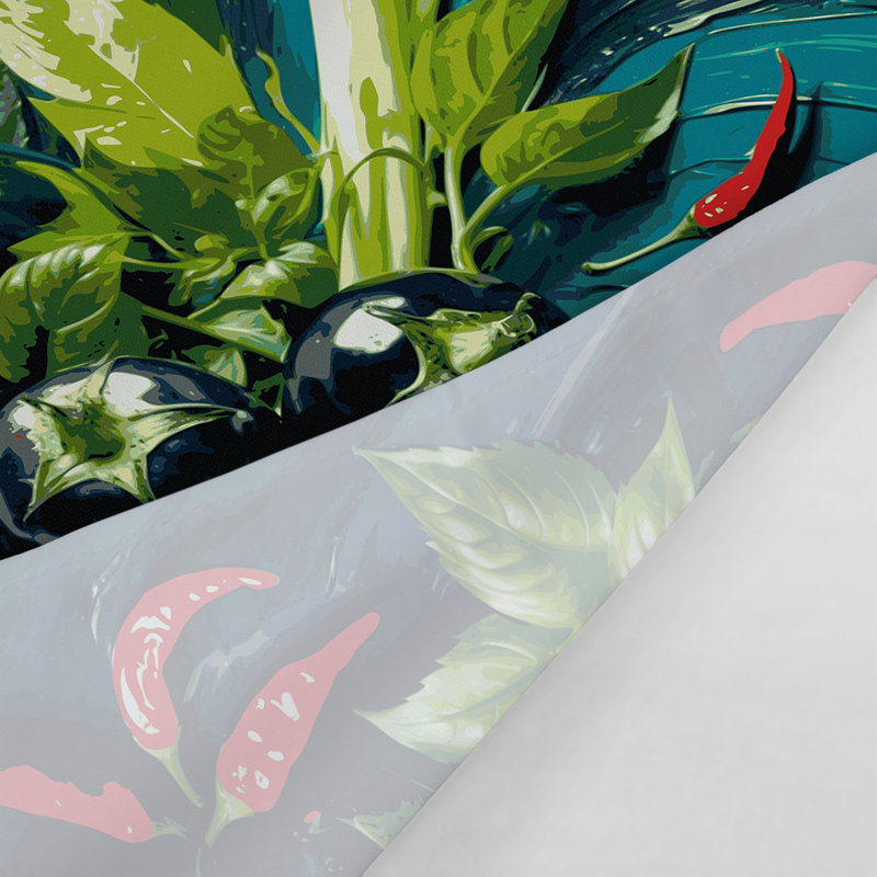Tapisserie murale légumes aubergine, 68 po x 80 po