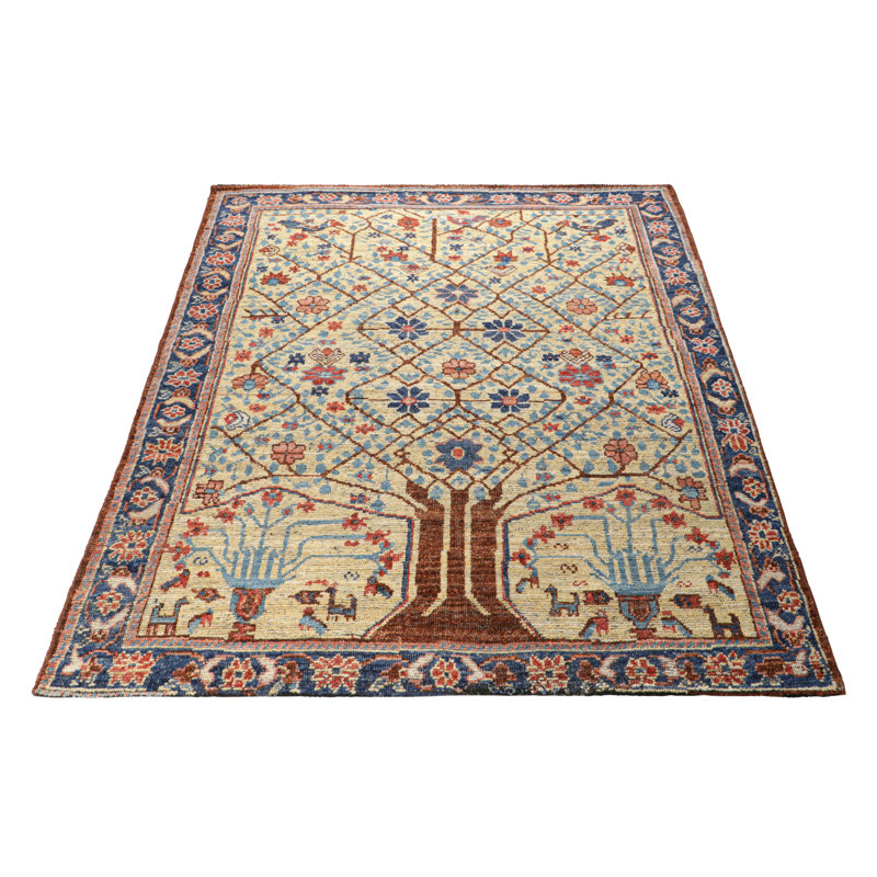 Rug & Kilim’S  Bakhtiari Style Rug In Beige With Colorful Floral Patterns, Rectangle 5' x 8'