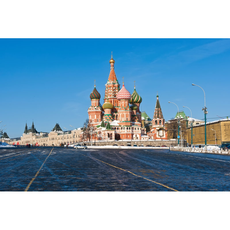 Photographie de la cathédrale Saint-Basile à Moscou sur toile par Isailorr, H 32 po x l 48 po x P 1,25 po