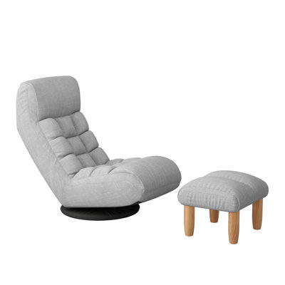 Trule Reclining Ergonomic Swiveling Floor Game Chair with Footrest in Gray