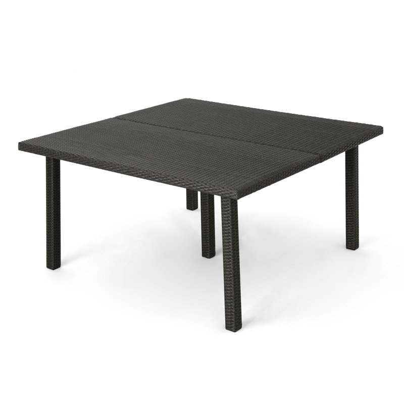 Grey 64" Square Outdoor Dining Table - Over Iron Pillar Frame