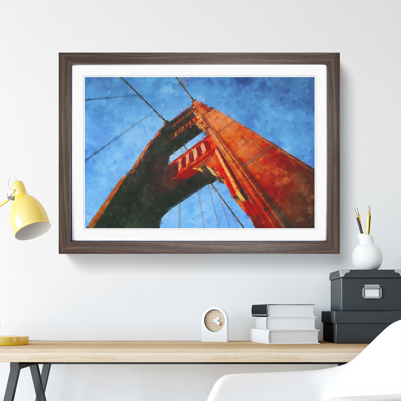 Golden Gate Bridge Vol.1 - Picture Frame Painting, 48cm H x 65cm W x 2cm D, Walnut Framed