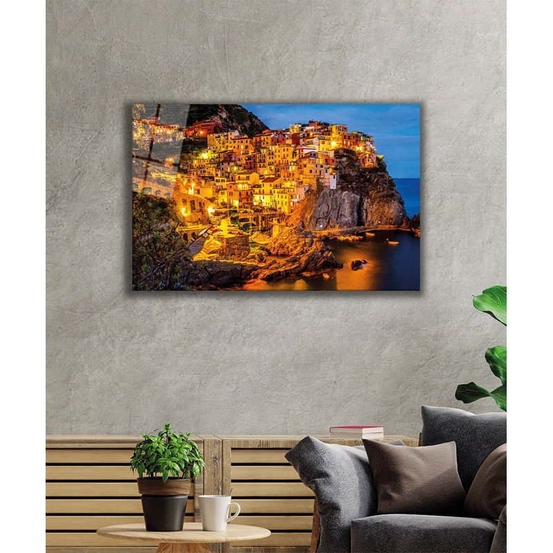 Peinture élégante en verre trempé décoratif, 27,6 po x 43,3 po | 100% verre trempé, épaisseur: 0,16 pouce | Superbe décoration intérieure pour le salon, le bureau ou la galerie | Pièce d'art unique, durable et élégante