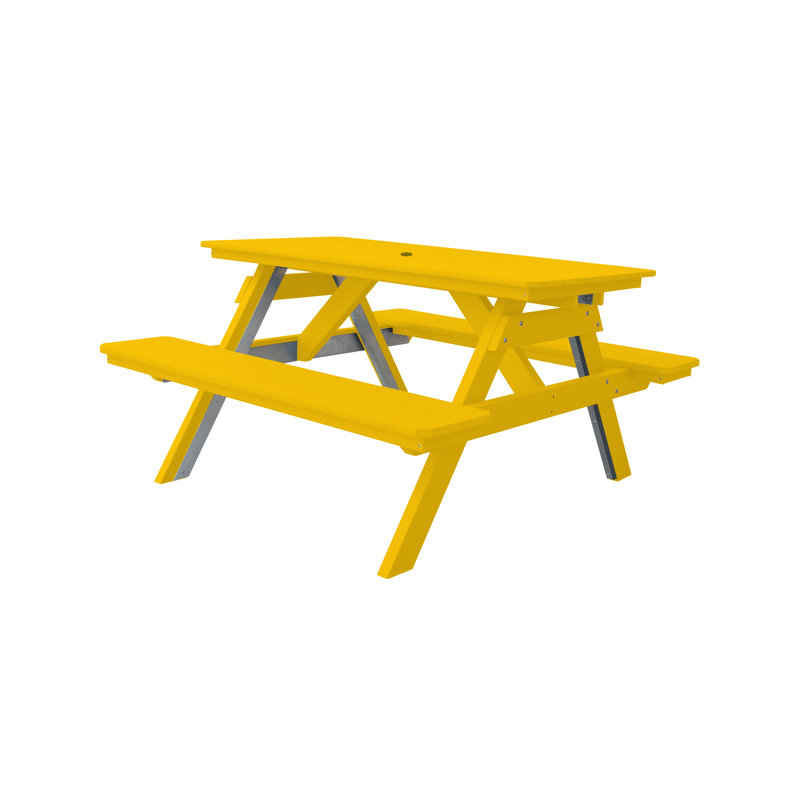 Table de pique-nique rectangulaire, L 55 po x L 60 po, Jaune citron