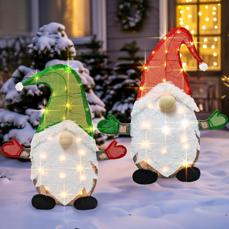Ensemble de 2 gnomes de Noël éclairés avec 50 lumières DEL pour un décor intérieur et extérieur des Fêtes