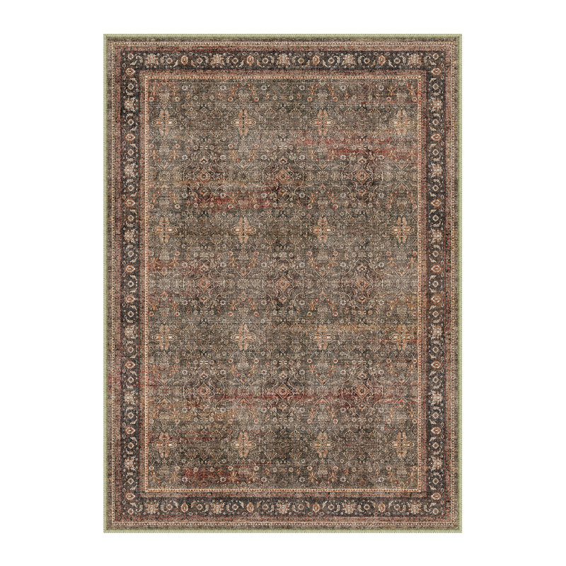 Kellems Vintage Machine Washable Area Rugs For Living Room With Non-Slip Backing, Rectangle 6' x 9'