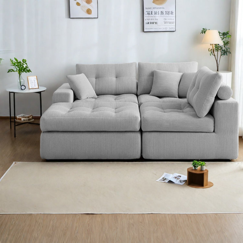 Canapé modulaire à compression en L 113 po