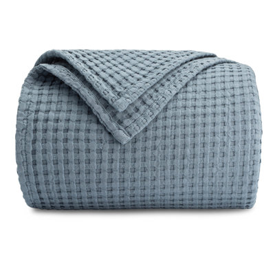 Comfy Cubs 100% Cotton Waffle Weave Throw Blanket Breathable Skin-Friendly Soft Lightweight, Textured Blanket