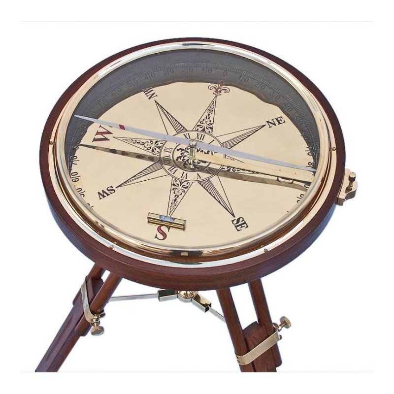 Table de bout Yasmine Compass, Laiton couleur bois