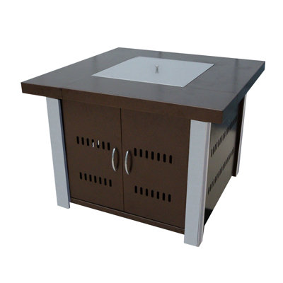Social Square Steel Propane Smokeless Fire Pit Table with Hidden Fuel Tank