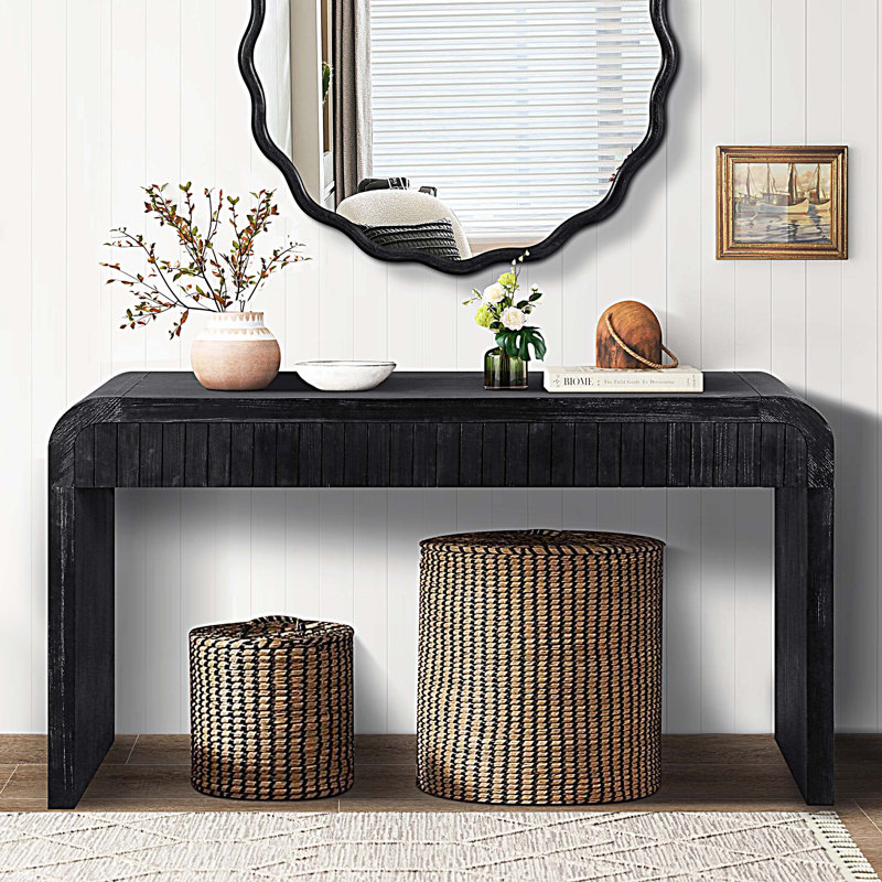 Vintage Console Table with Two Hidden Handle Drawers