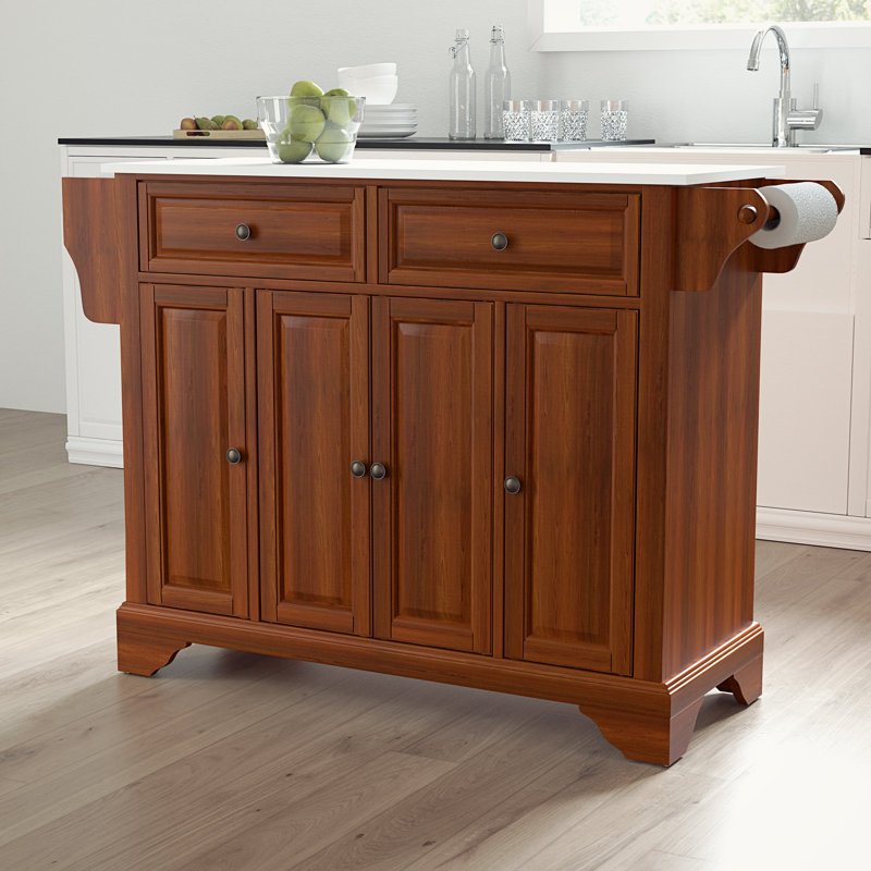 Baillargeon 51.5 " W Kitchen Island, Light Brown