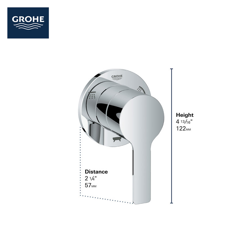 Lineare™ 1-Handle Wall Mount 3-Way Diverter Valve Trim Kit, StarLight Chrome