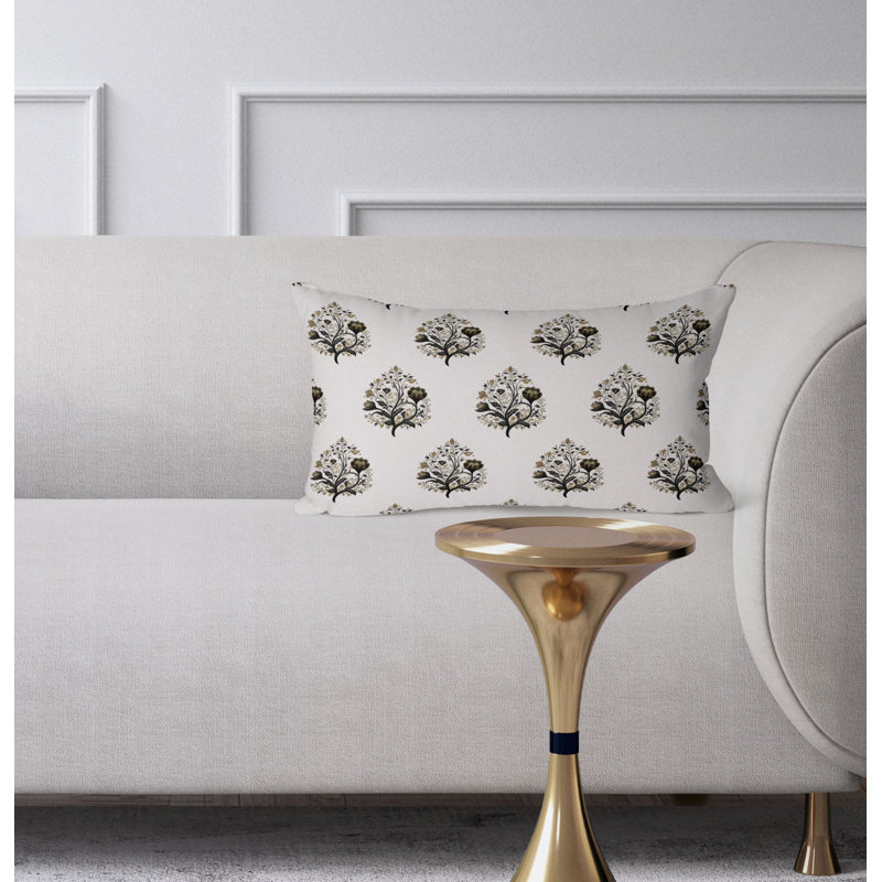 Coussin Springtime Bliss, Noir/crème
