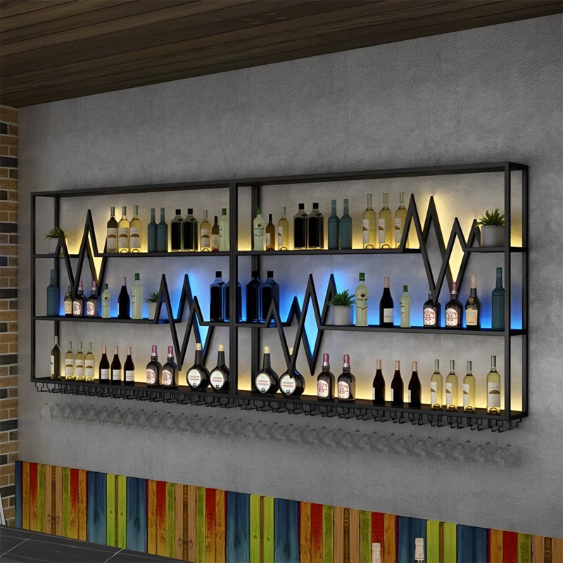 Soundwave Wall Mounted Wine Rack, 47.2" H x 118.1" W x 7.8" D