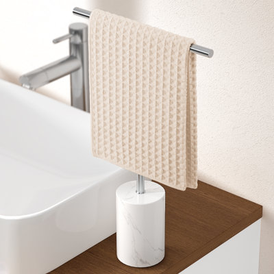 Porte-serviettes KES pour comptoir de salle de bain avec petite base en marbre brossé 15 po