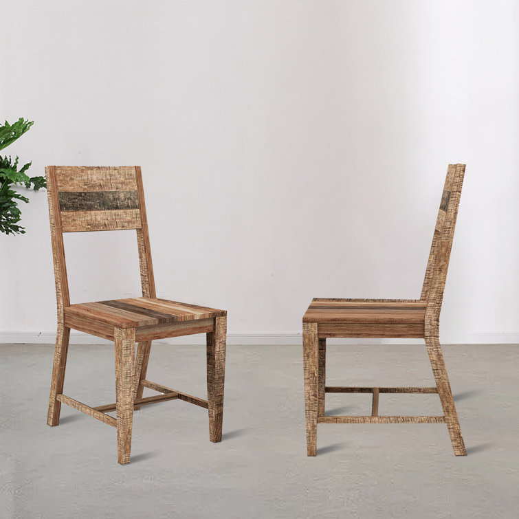 Open-Back Wood Dining Chairs, Warm Natural Tone (Set of 2) Loon Peak