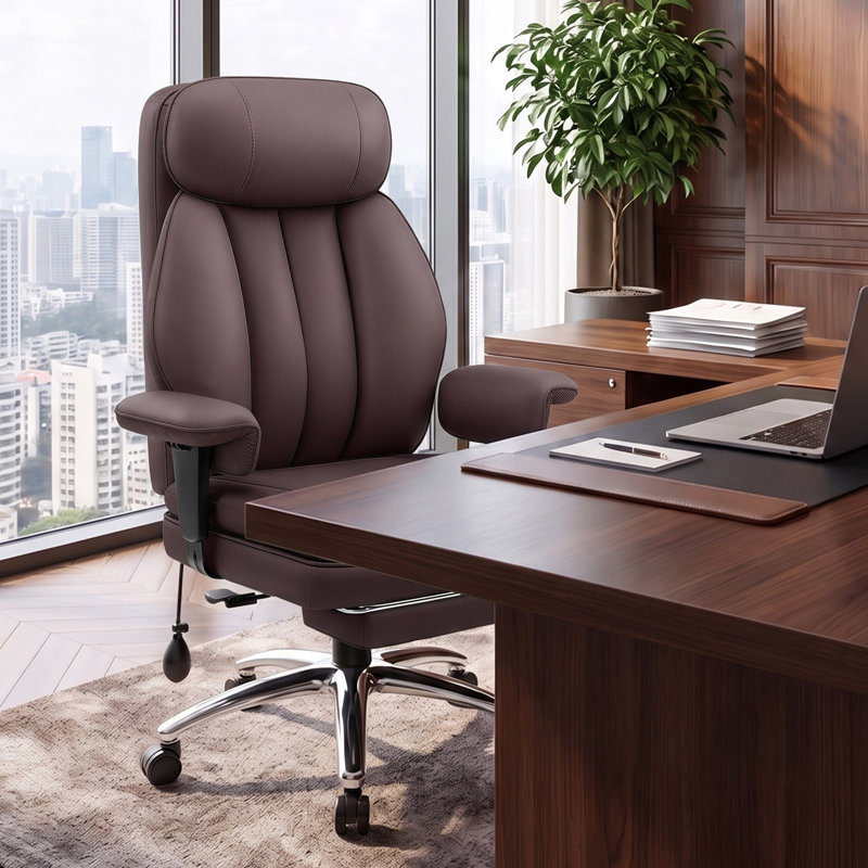 Fauteuil de direction Canobieola avec support lombaire réglable, Café brun