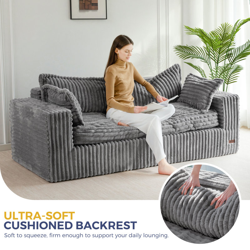 Canapé Bean Bag, H 24 po x l 75 po x P 33 po, Gris foncé