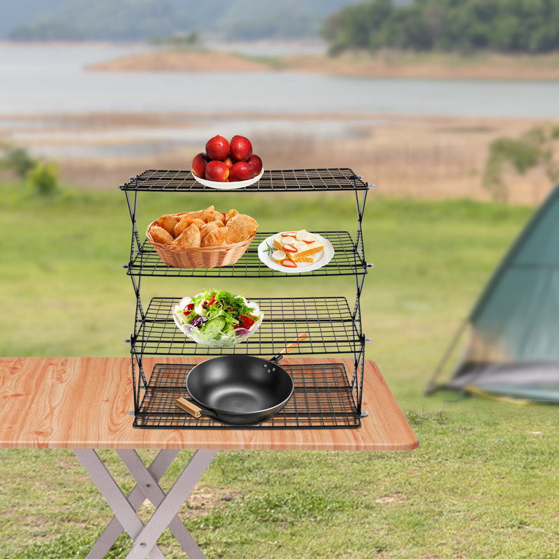 Grille de refroidissement pliable à 4 niveaux, grille de séchage pour barbecue