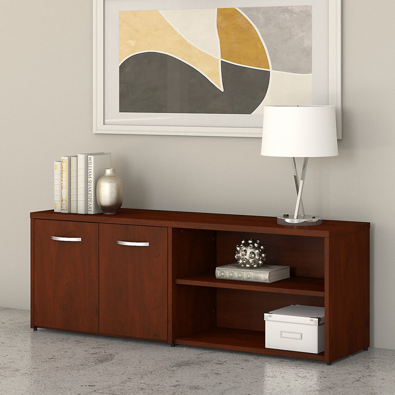 Bush Business Furniture Studio C Low Storage Cabinet with Doors and Shelves, Hansen Cherry