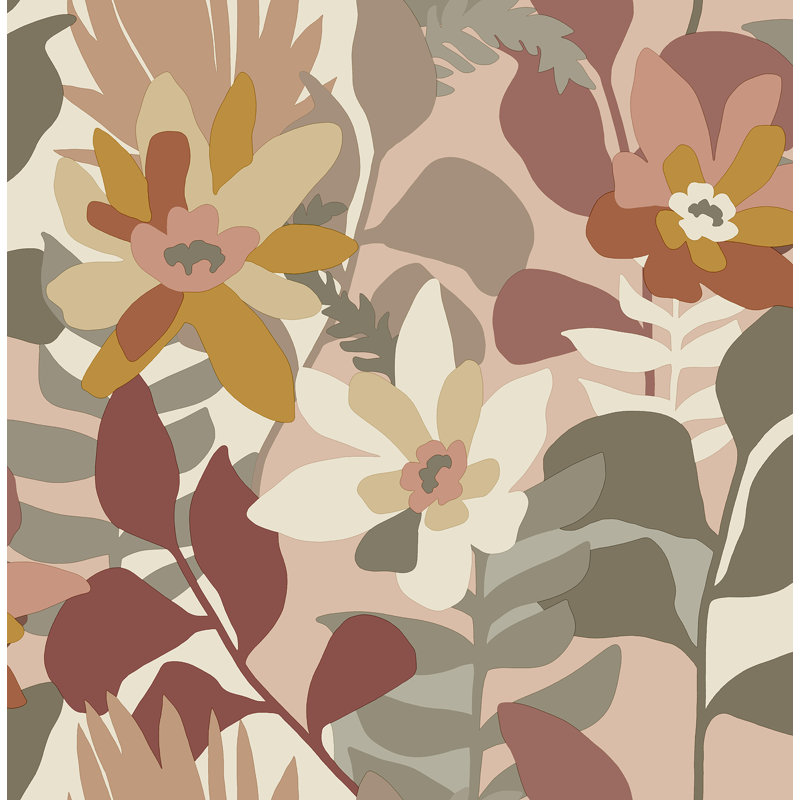 Rouleau de papier peint floral L 33 pi x l 20,5 po Floral, Rose