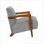 Fauteuil d'appoint ultra-moderne gris clair pour adultes, siège en mousse de tissu à structure en bois massif, mobilier de salon, 1 pièce
