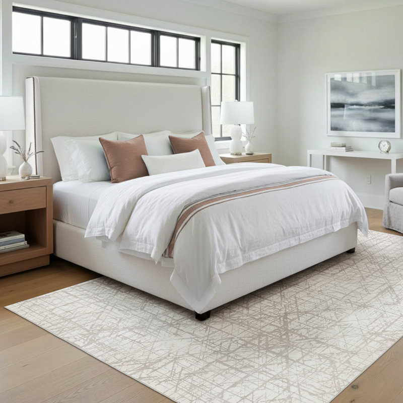 Aria Dream Mink Printed Chenille Rugs, Ivory, 7'10" x 10'
