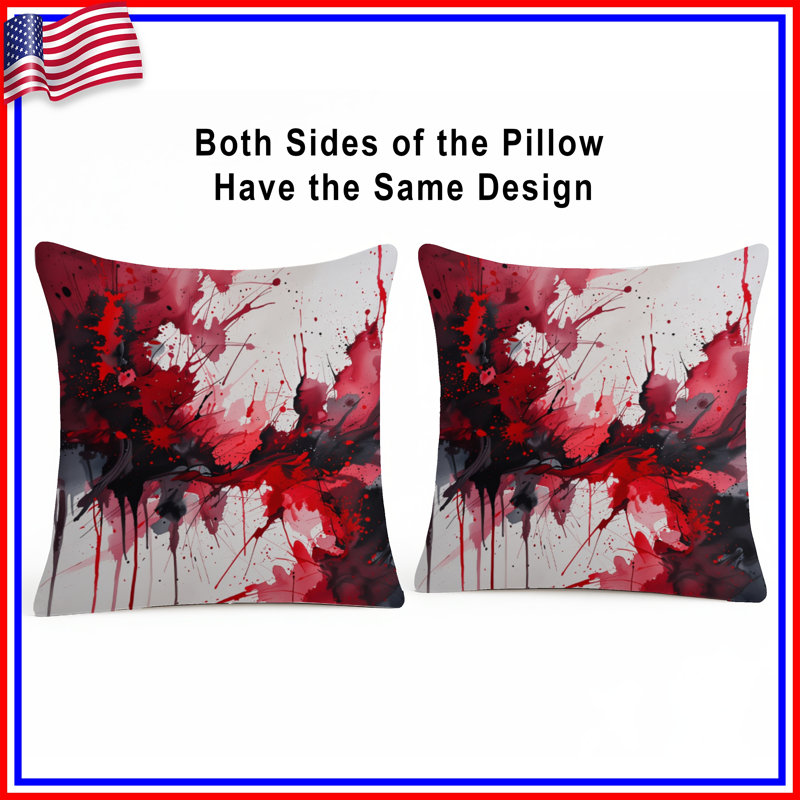 Coussin Red Splatter, 26 x 26 inches