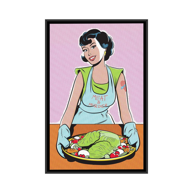 Meat Is Murder by Joseph McDermott - Print on Canvas, Black Framed, 101.6 cm H x 66.04 cm W