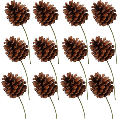 Médiators laqués en pin - Élégantes pommes de pin artificielles au fini lustré, parfaites pour les décorations des Fêtes, les couronnes, les guirlandes et les décorations de Noël