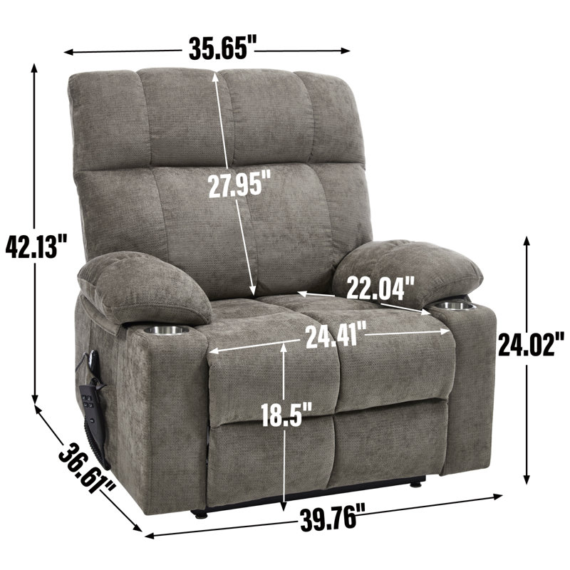 Dual Motor Infinite Recline Chenille Recliner - Heavy Duty Comfort For All Spaces