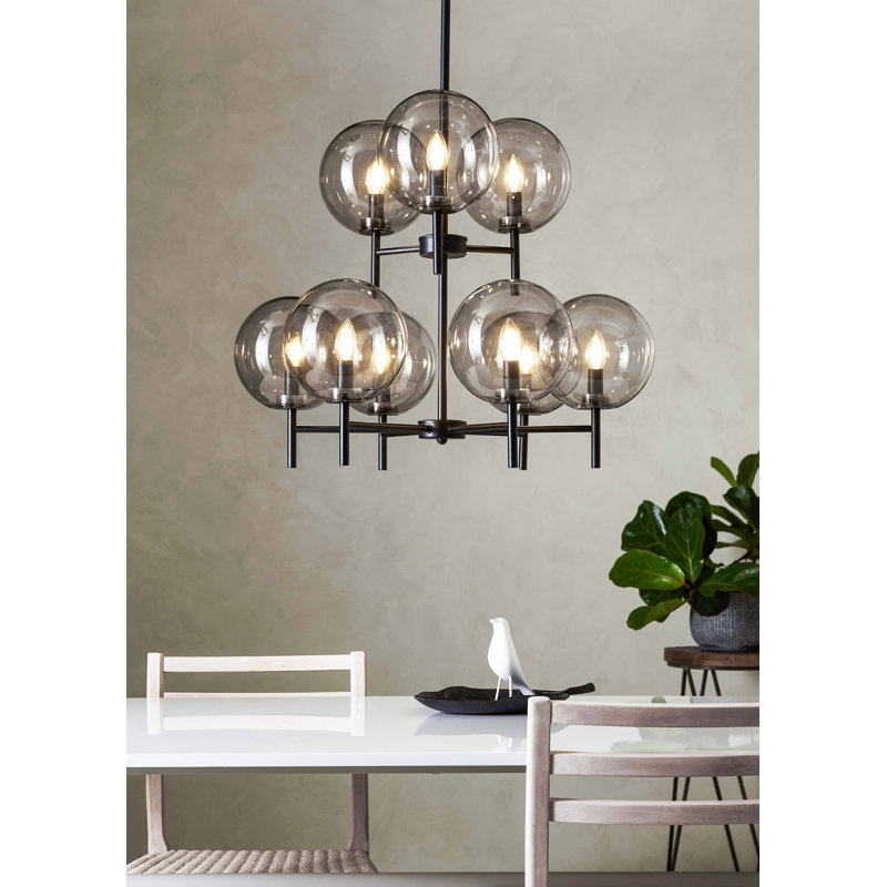 Celine 9 - Light Shaded Chandelier, Black/Smoke