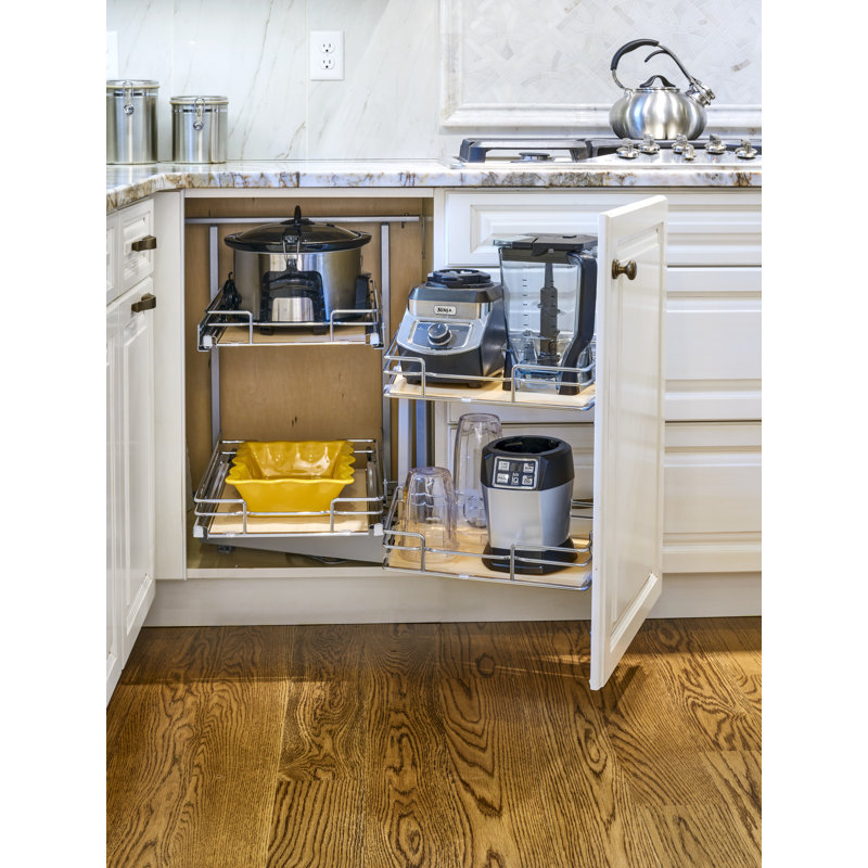 Maple Two-Tier Solid Bottom Door-Mount Optimizer for 18" Right Opening/Blind Left Corner cabinets