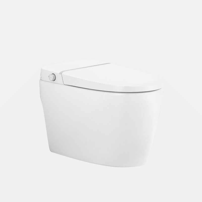 Smart Toilet Bidet Combo With Foot Sensor Open Cover/Seat, Self-Cleaning Nozzle, Heated Seat, Night Light, Knob Control, Power Outage Flushing, Soft Close, Auto Flush, With Remote Control