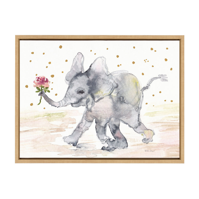 «Hurlburt Baby Elephant Watercolor» par Patricia Shaw, reproduction d'art sur cadre flottant