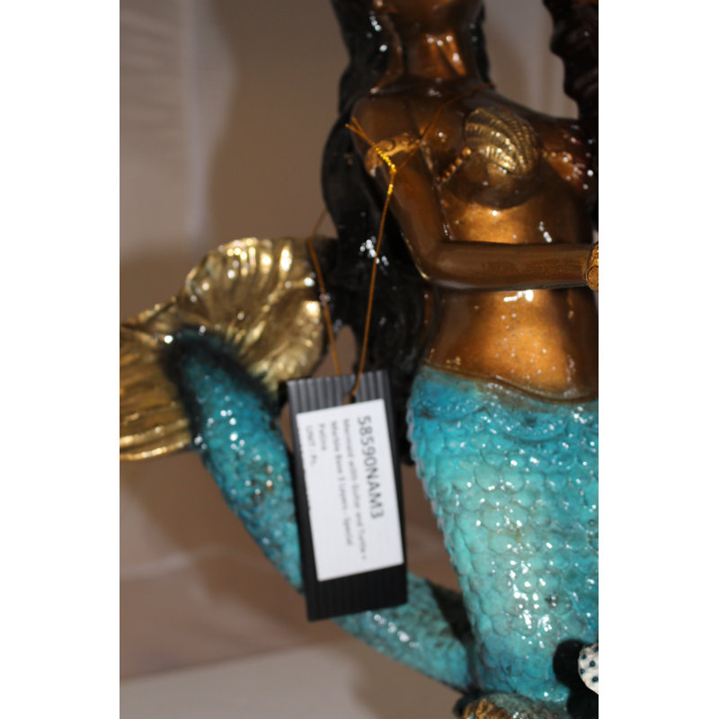 Statue Heng Mermaid Play Harp