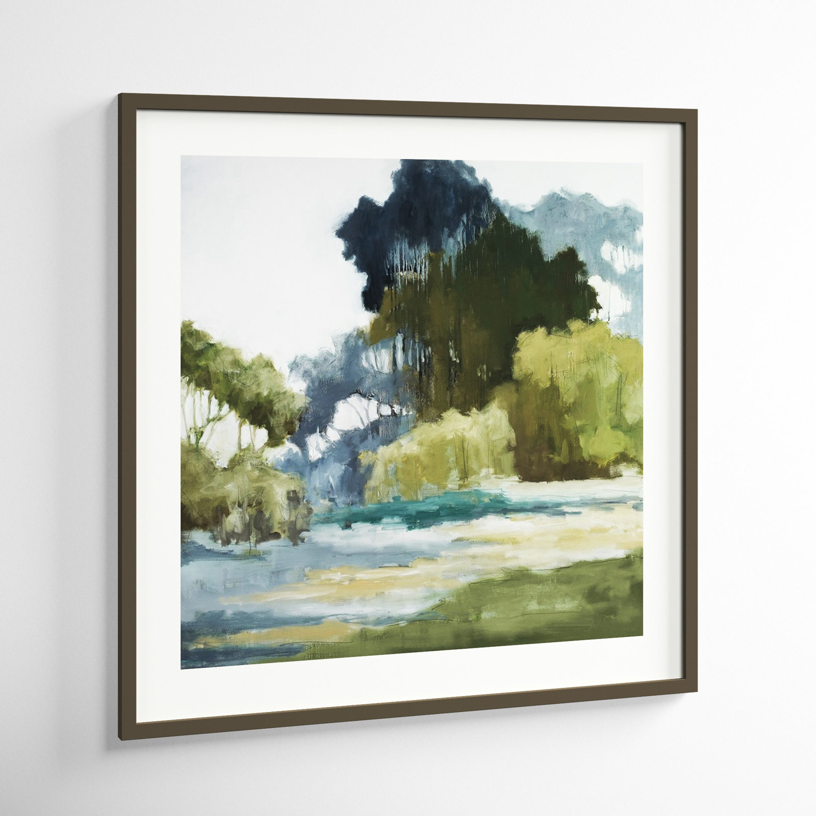 Bean Fileds Tall Trees by Jacqueline Ellens, Gray Framed Paper, 33" H x 33" W