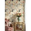 Papier peint floral rétro avec motif de papillons éclectiques-124896655