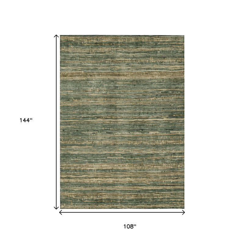 Tapis extérieur lavable rayé vert anthracite et gris anthracite 9 pi x 12 pi